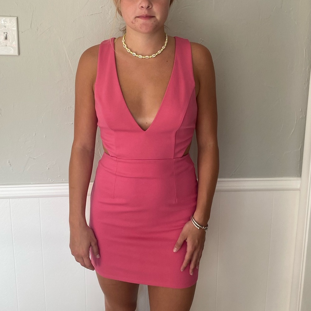 NBD pink cutout dress